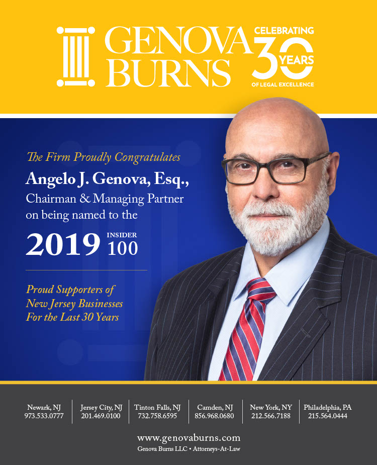 Angelo Genova named to Insider NJ's Insider 100 Power List for 2019